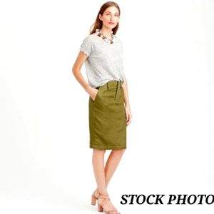 J. Crew Olive Green Linen Pencil Skirt - Women's Size 2 - GUC